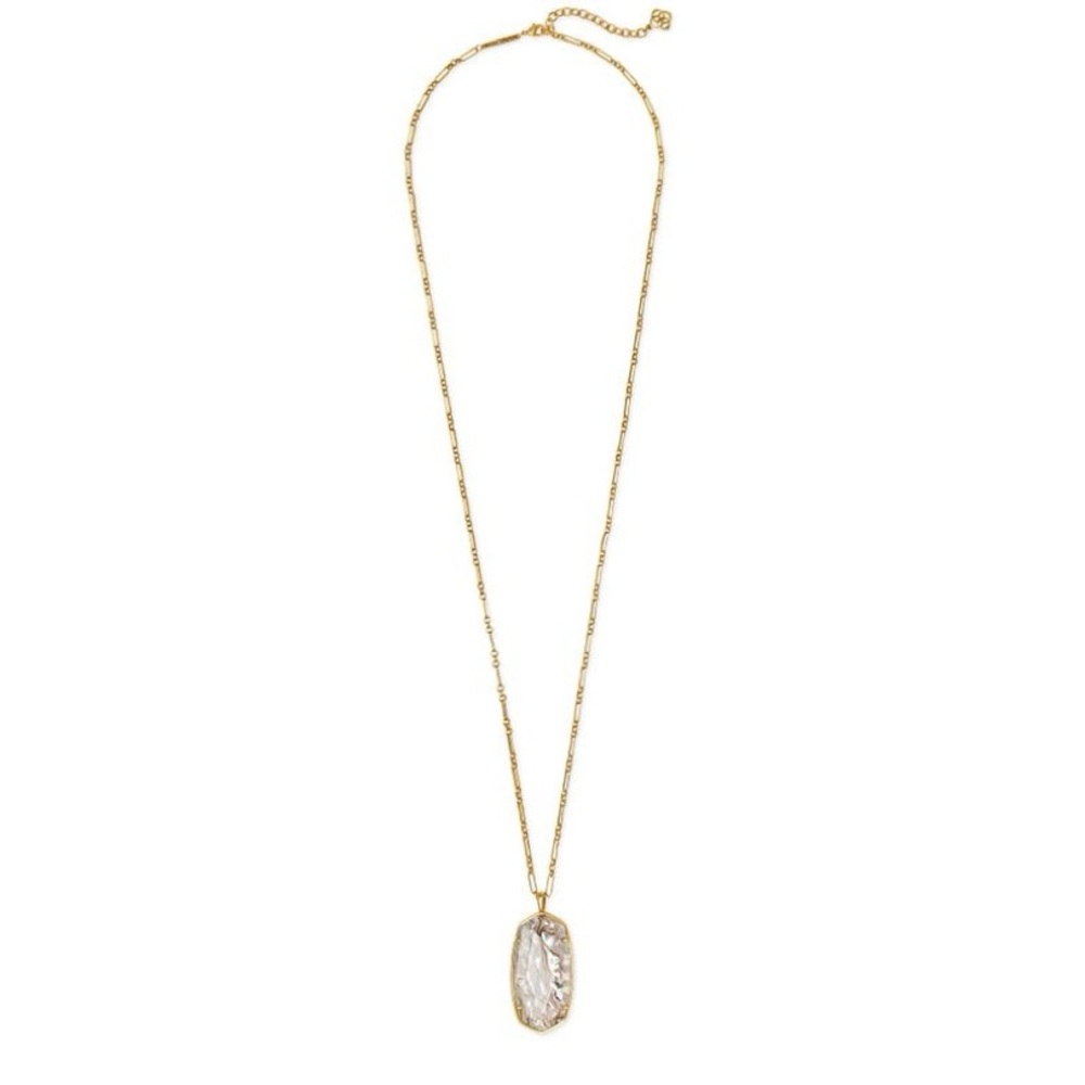 Kendra Scott Reid Faceted Necklace in Vintage Gold White Abalone